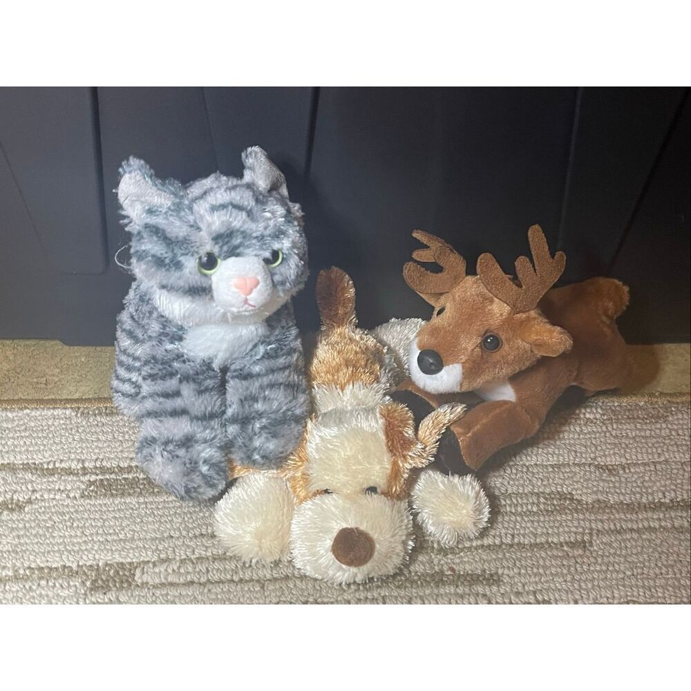 Aurora Mini Flossie Lot of 3 Deer Kitty Puppy Stuffed Plush Animal - Picture 4 of 10